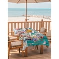 thumbnail image 2 of Outdoor Tablecloth with Umbrella Hole for Patio/Picnic/Party/Camping, Spring Flowers Waterproof Table Cloth Rectangle Table Cover Washable, Farmhouse Watercolor Teal Wood Grain (54"x 80"), 2 of 8