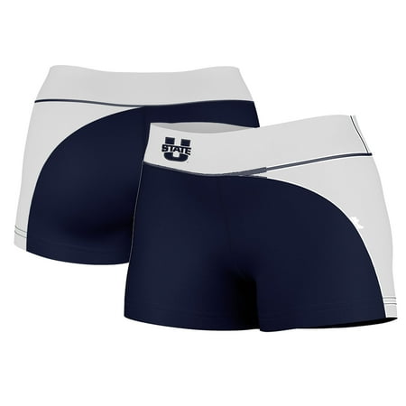 

Women s Navy/White Utah State Aggies Plus Size Curve Side Shorts