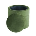 thumbnail image 2 of Pero Storage Ottoman, 18 Inch Round Removable Lid, Rich Green Velvet, 2 of 3