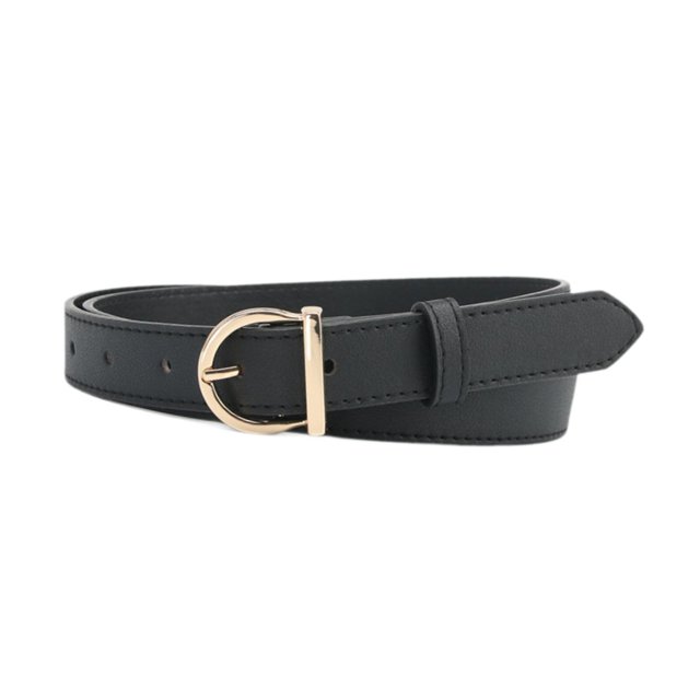 Cinturón de cuero para mujer, creativo, ajustable y versátil para vestidos, accesorio para damas. Negro