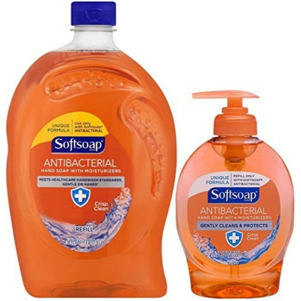 softsoap antibacterial hand soap, crisp clean, 56 oz refill + 7.5 oz