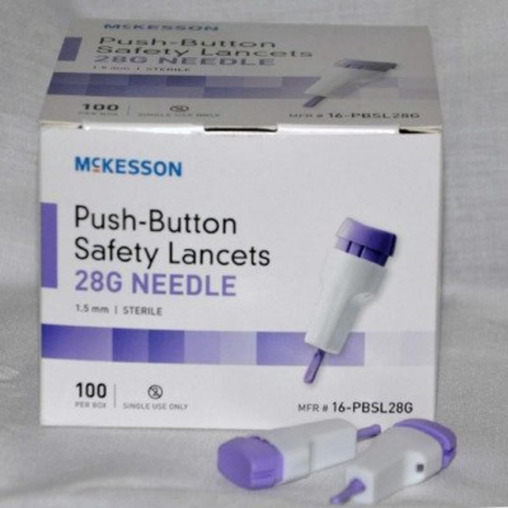 16PBSL28G Safety Lancet Fixed Depth Lancet Needle, 1.5 mm Depth, 28
