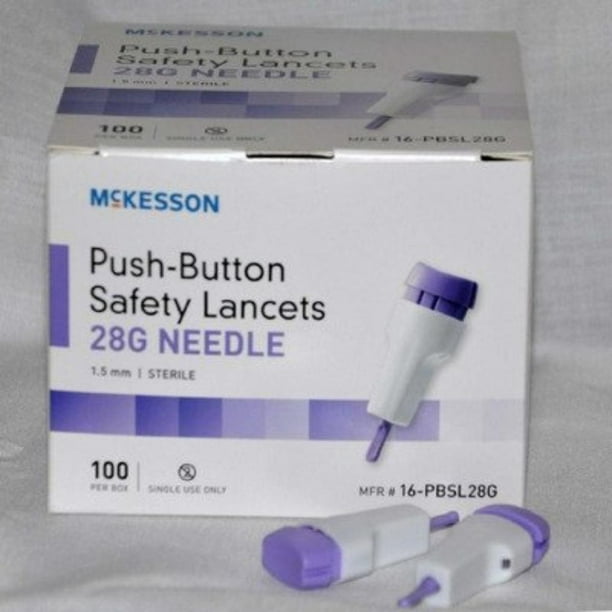 16PBSL28G Safety Lancet Fixed Depth Lancet Needle, 1.5 mm Depth, 28