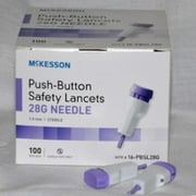 16-PBSL28G Safety Lancet Fixed Depth Lancet Needle, 1.5 mm Depth, 28 Gauge Push Button (Pack of 100)