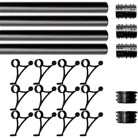 

Solid Bar Mount Foot Rail Kit Matt Black Stainless Steel Tubing w/Internal Connector Combination Foot Rail Brackets Flat End Cap 30 ft = 90 in x 4