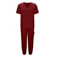 thumbnail image 6 of Fmbrln Womens Scrubs Sets V Neck Scrubs Tops and Drawstring Elastic Waist Jogger Pants Loose Comfy Nursing Uniform Solid Workwear Sets, 6 of 7