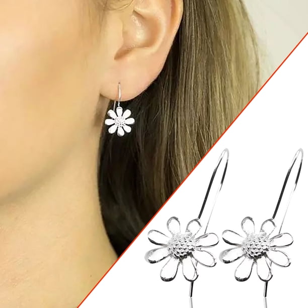 Fiudx Pendientes de Girasol, Diseño Único de Metal con Incrustaciones Geométricas de Circonita, Ideal para Fiestas y Uso Diario, Regalo para Mamá y Novia, Joyería Llamativa.