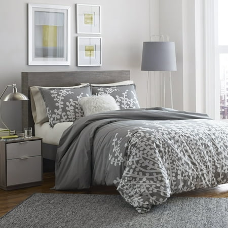 City Scene Branches Grey Duvet Cover Set Full Queen Walmart Com