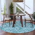 thumbnail image 4 of Round Area Rug 5 Ft, Light Blue Teal Washable Non-Slip Circle Carpet for Living Room/Bedroom, Retro Botanical Abstract Art Low-Profile Runner Mats Collection Rugs for Indoor, 4 of 7