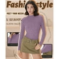 thumbnail image 2 of UTSJKR Women's Long Sleeve Mock Turtleneck Tops Ribbed Shirts Fleece Soft Thermal Undershirts Tees Slim Fit Sweater Purple S, 2 of 3