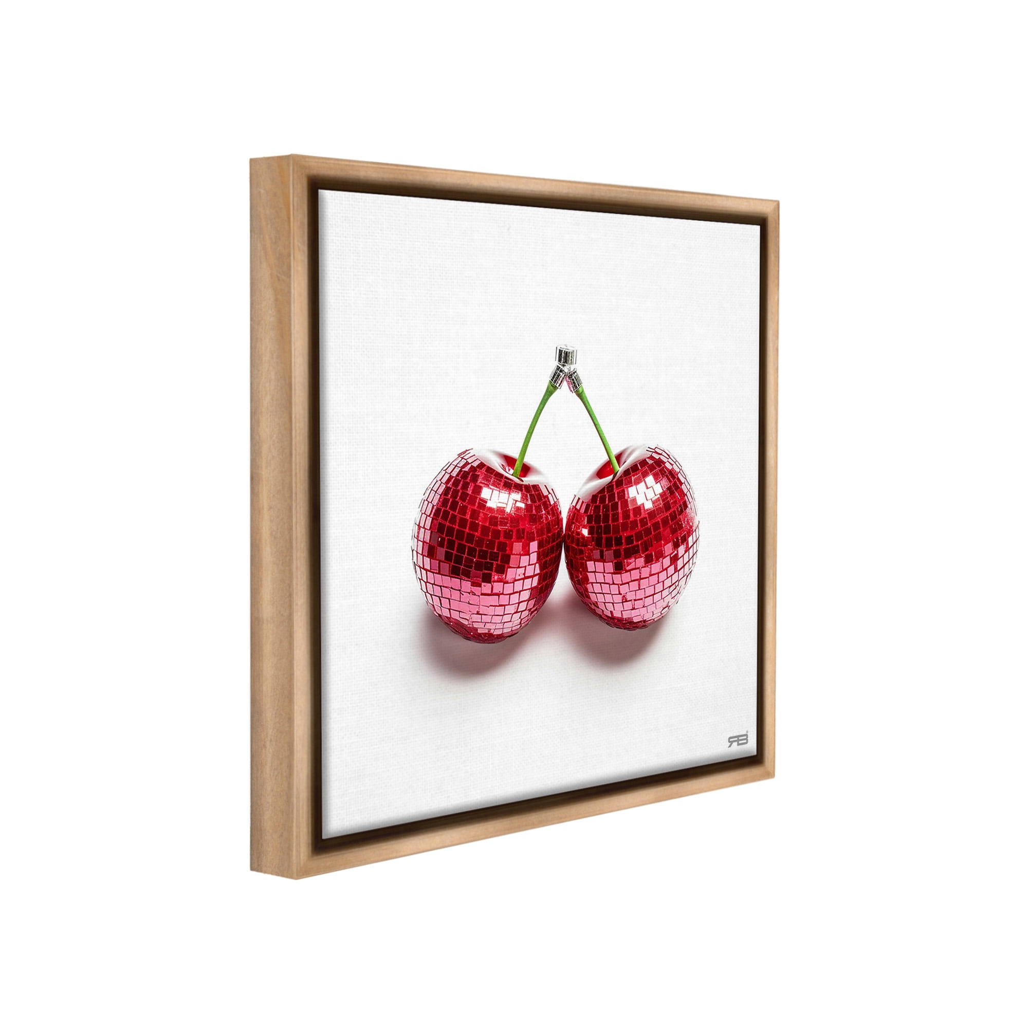 Stupell Industries Disco Cherries on White Food & Beverage Painting Brown Floater Framed Canvas Art Print Wall Art, 18 x 18