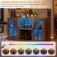 thumbnail image 3 of LED-Lit Bar Cabinet with Power Outlets & Glass Holder - Wine Cabinet Storage for Kitchen & Home, 3 of 6