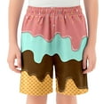 thumbnail image 4 of SUYOLL Children Boys Baseball Shorts with Ice Cream Print Elastic Waist Casual Athletic Shorts Party Outdoor Sports Summer Fall Casual Daily Wear, 4 of 4