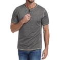 thumbnail image 2 of GIRUNS Men's Henley Short Sleeve Shirt Cotton Button T-Shirt Lightweight Summer Casual Tee Dark Gray M, 2 of 6