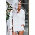 thumbnail image 2 of Womens Full Zip Up Loose Hoodie Jacket with Pockets Comfy Casual Long Sleeve Sweatshirt Drawstring Hoodies Outerwear, White, S, 2 of 3