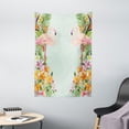 thumbnail image 1 of Floral Tapestry, Flamingo Birds and Tropical Flowers Exotic Hawaiian Wildlife Animals Print, Wall Hanging for Bedroom Living Room Dorm Decor, 40W X 60L Inches, Baby Blue and Orange, by Ambesonne, 1 of 2
