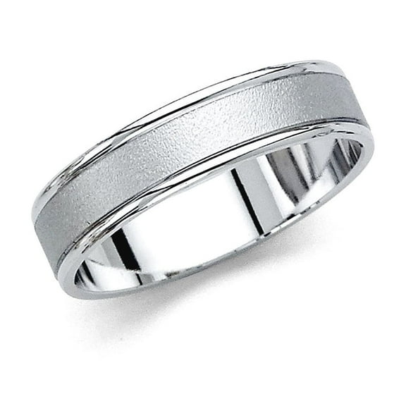 14k White Gold 5mm Sanded Blasted Wedding Band Ring Size 7 Wedding Band for Women and Men
