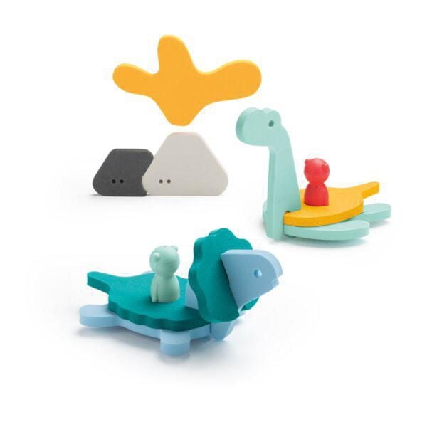 Quut - Dino World Puzzle Friends - Aquatic Dinosaur Theme - Soft Foam - 12 Pieces - Ages 10 Months+ - Educational Toy with Finger Puppets - Stimulates Imagination, Vocabulary & Motor Skills