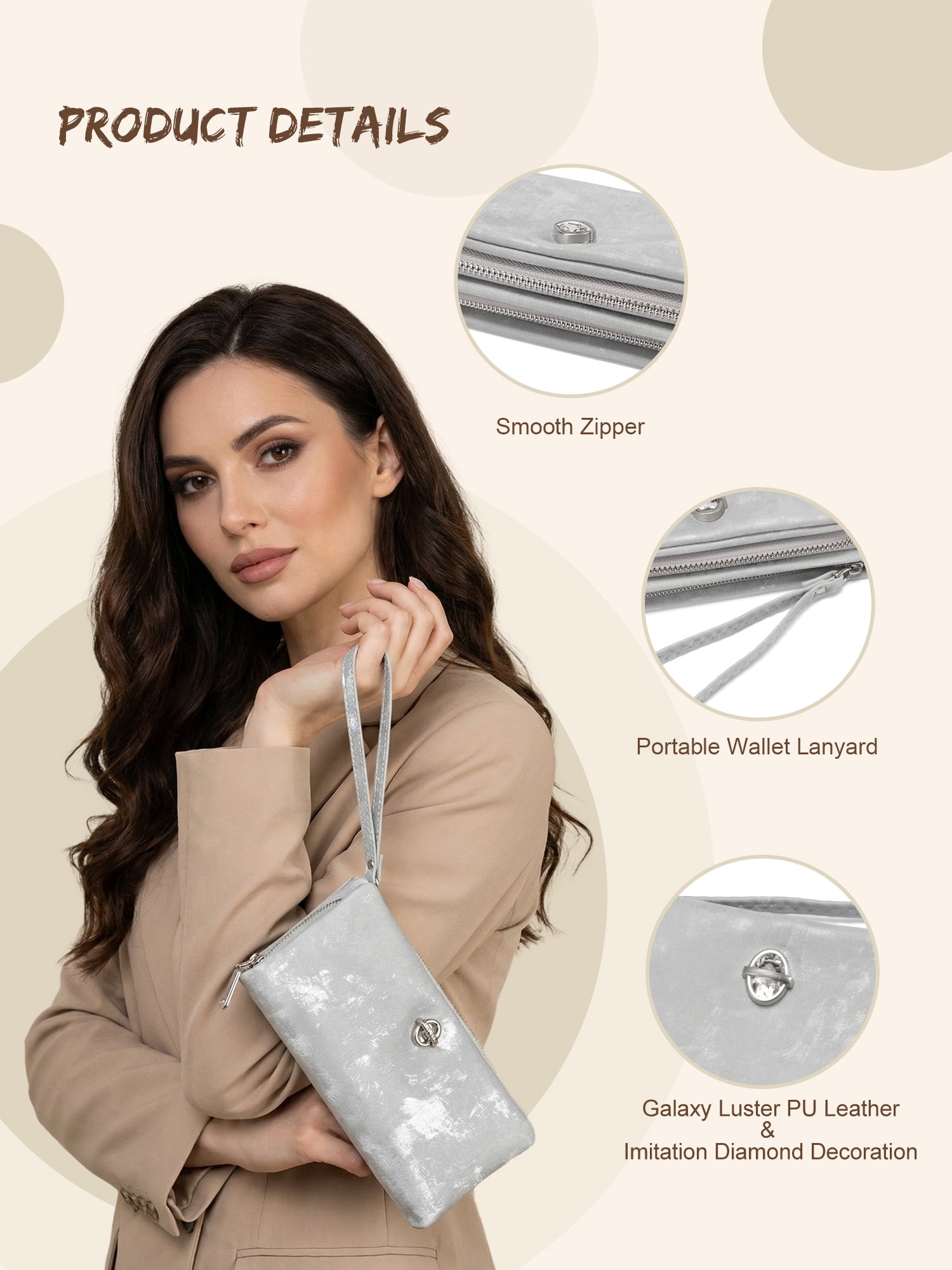 Punplita Women Wallet Leather Long Wallets for Women with Zipper and Card Holder