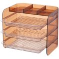 thumbnail image 1 of Kitchen Vegetable Racks 3-Layer Portable Kitchen Shelf Non-Slip Washable Countertop Vegetable Trays for Hot Pot Vegetable and Fruit Storage Box,Brown, 1 of 7