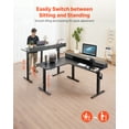 thumbnail image 2 of VEVOR L Shaped Desk, Electric Adjustable Height Corner Gaming Desk with CPU Stand, Dual Hooks and Fabric Drawers, L-Shaped Computer Table with Light Strip for Home Office, Easy to Assemble, Black, 2 of 9
