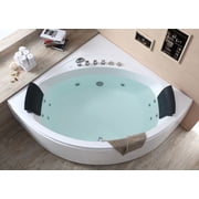 EAGO AM200 5' Rounded Modern Double Seat Corner Whirlpool Bath Tub with Fixtures