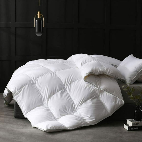APSMILE Queen Size Heavyweight Feathers Down Poly Cotton Comforter, White