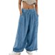 thumbnail image 1 of Gibobby pantalones de mujer de vestir Pantalones utilitarios holgados para mujer Pantalones cargo de pierna ancha de talle de verano con bolsillos (Azul, XXL), 1 of 5