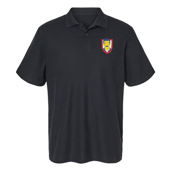 Ted Lasso Mustache Cotton Polo Shirt, Black, 3X-Large