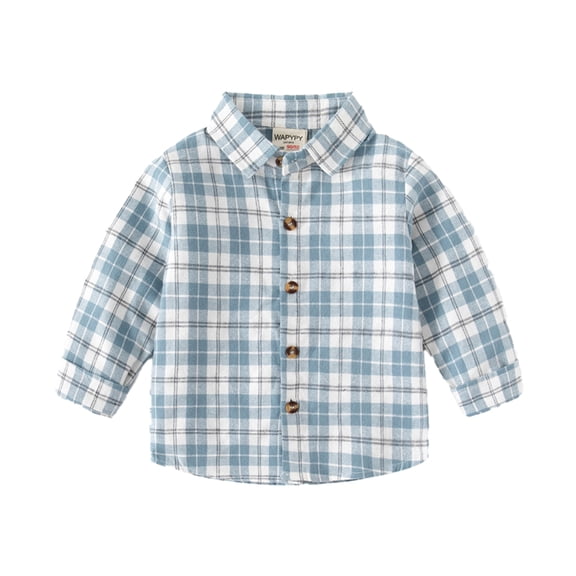 MXIEZI Baby Boys Plaid Dress Shirts 2-7Y Toddler Long Sleeve Button down Shirt Kids Formal Uniform Shirt Blouse