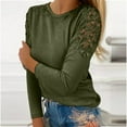 thumbnail image 2 of Women Blouses Fall Floral Womens Top Big Button Shirt under Scrub Shirt Long Sleeve Back Short 3x Tees for Women plus Size Blouses for 3x Silk Button up School Walkout Teacher Silk down Army Green M, 2 of 4