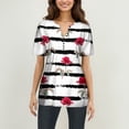 thumbnail image 2 of casual tops for women Women's Fashion Spring/Summer Leisure And Comfortable V Neck Short Sleeve Multi Button Art Print Top 2 peplum tops for women dressy, 2 of 4