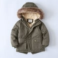 thumbnail image 3 of 2-14Years Baby Boys Faux Fur Collar Jacket Warm Teen Winter Christmas Jacket for Boys Clothes Thickened Cotton Padded Coat, 3 of 6