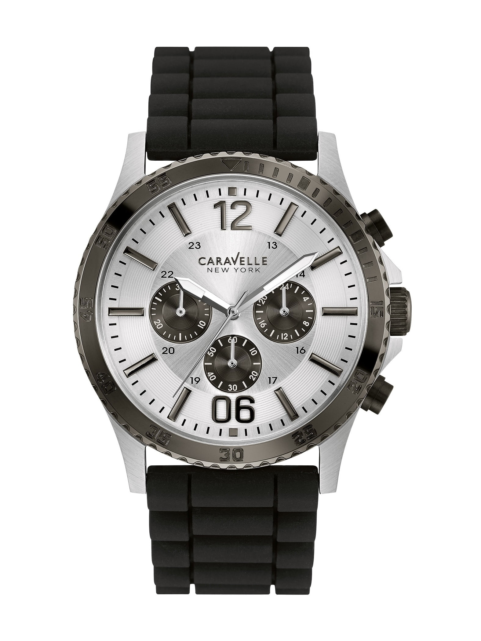 Caravelle Men's Chronograph Stainless Steel Case Black Rubber