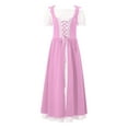 thumbnail image 3 of inhzoy Renaissance Dress for Girls Medieval Princess Costume Retro Lace-up Maxi Dress Halloween Dress up Short-sleeve-Pink-A 12, 3 of 7