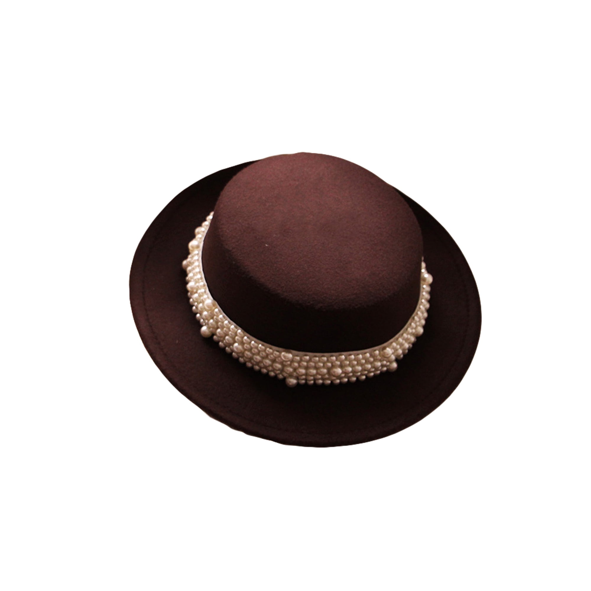 Faithtur Children Vintage Bowler Hat Solid Color Wide Brim Pearl Flat top Cap Walmart