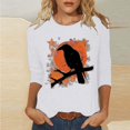 thumbnail image 2 of Raeneomay 3/4 Length Sleeve Womens Tops Women's Independence Day Round Neck T-Shirt Loose Top, 2 of 5
