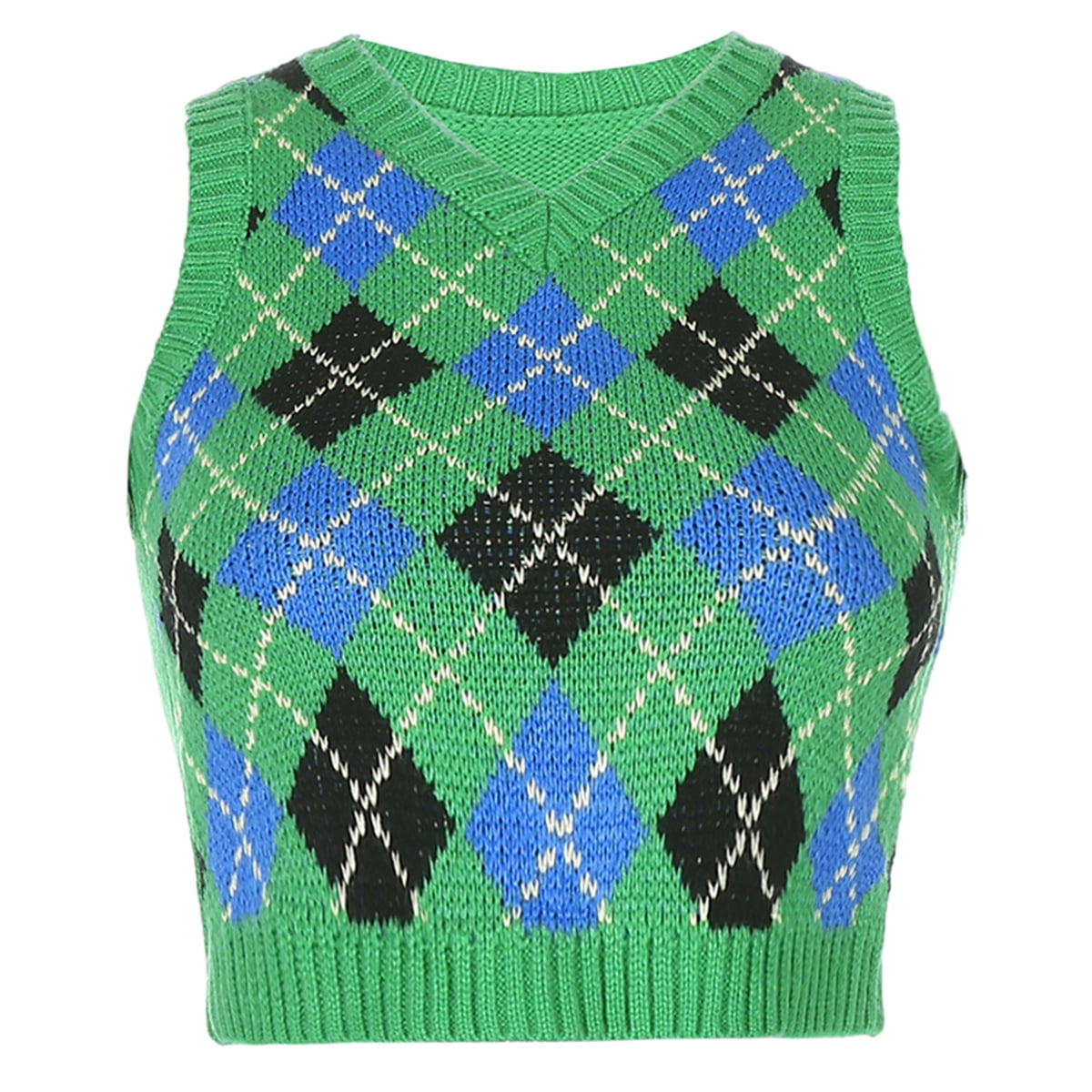 Multitrust Woman's Woolen Sweater Vest Retro Knitted Bare Midriff ...