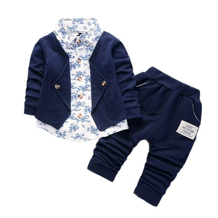 

Dadaria Baby Boys Girls Clothes Newborn Sets 12M-3Y Kid Gentry Clothes Set Formal Party Christening Wedding Tuxedo Bow Suit Dark Blue XL/110/3Y Toddler
