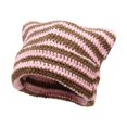 thumbnail image 1 of Gorro de crochet, gorro de punto, tocado holgado, estilo vintage, accesorios hechos a mano, ropa rosa y café, 1 of 9