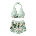 thumbnail image 2 of Swimsuit, Print Pattern Bikini Halter Neck  for Pool White,Black,Light Green,OD Green,Dark Green, 2 of 6