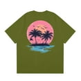 thumbnail image 3 of NAMTYQX Graphic Tees Men Baggy Light Patterns Plus Size Casual Short Sleeve Elasticated Lounge Round Neck Cool Casual Shirts for Men Army Green Size 2XL, 3 of 5