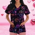 thumbnail image 3 of Garbnen Valentine Day Scrub Tops for Women Short Sleeve V Neck Heart Pattern Nursing Uniform with Pocket Stretch Women's Workwear S-5XL, 3 of 5