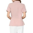 thumbnail image 3 of INSPIRE CHIC Women's Button Down Shirt Short Sleeve 2026 Summer Pleated Front Blouse S Pink, 3 of 5