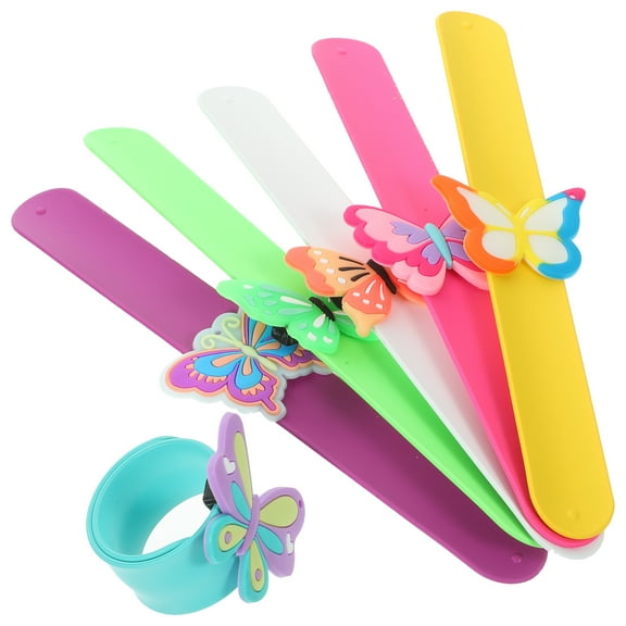6pcs Butterfly Cartoon Silicone Slap Bracelets Portable Snap Band for Party Favor