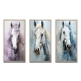 thumbnail image 2 of Designart "Contours Pink and White Horse" Animals Framed Wall Art Set Of 3 - Pink Horse Frame Canvas Set For Living Room Decor, 2 of 7