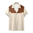 thumbnail image 2 of Bzhegqhd Men's Vintage Button Casual Short Sleeve Turndown Collar Blouse Shirt, 2 of 5