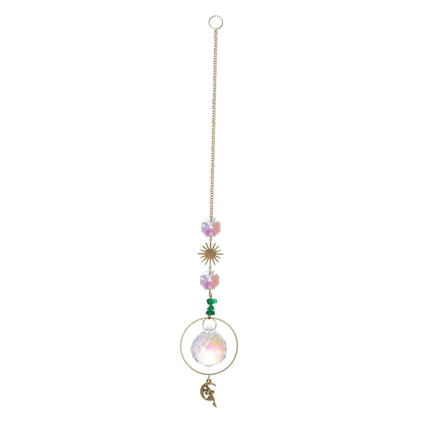 Lámpara colgante de cristal con forma de sol, ideal para colgar en el jardín, dormitorio, fiesta, etc. Verde
