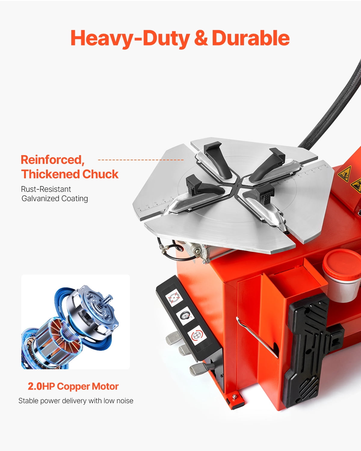 VEVOR Tire Changer Machine, 1.5HP Copper Motor, Durable Tire Changer with Air Pressure Gauge & Clamping Jaw Sheath, Pedal Operated Tire Changer with Thickened Chuck, Fit for Sedans/SUVs
