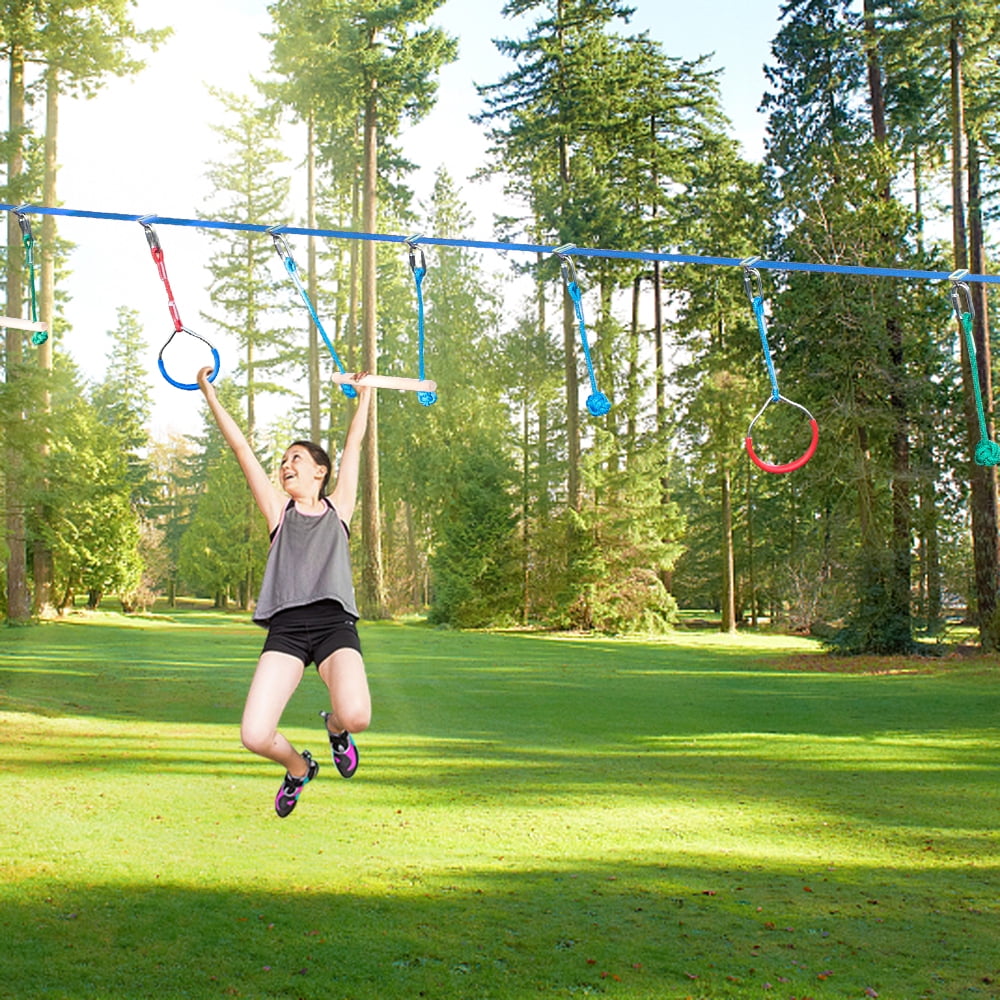 Lowestbest Slackline Bar Kit, Outdoor Tree Hanging Obstacles Line with Adjustable Buckles Tree Protectors Carry Bag Lowestbest Slackline Bar Kit, Outdoor Tree Hanging Obstacles Line with Adjustable Buckles Tree Protectors Carry Bag